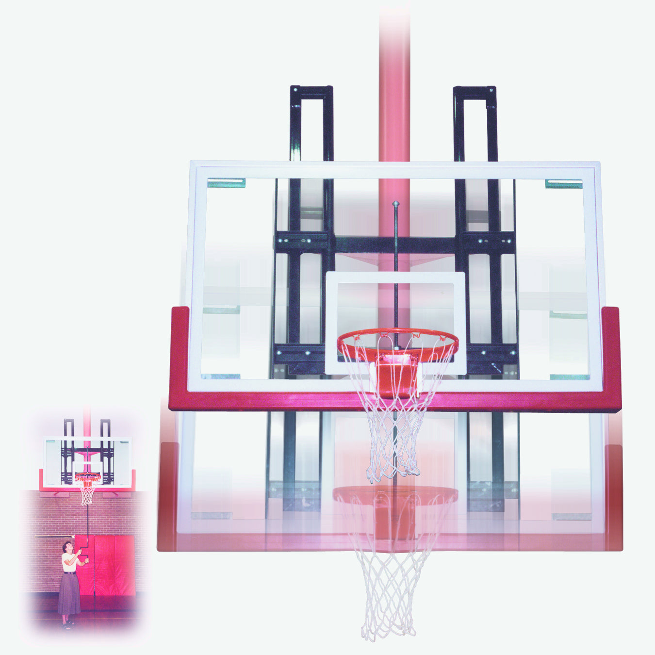 First Team SuperMount46 Tradition Wall Mounted Basketball Goal - 48"x72" Tempered Glass