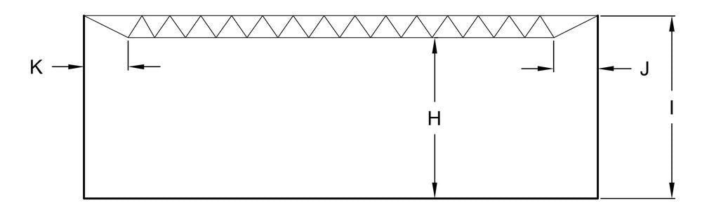 Flat roof structure cross-section with dimension letters H, I, J and K